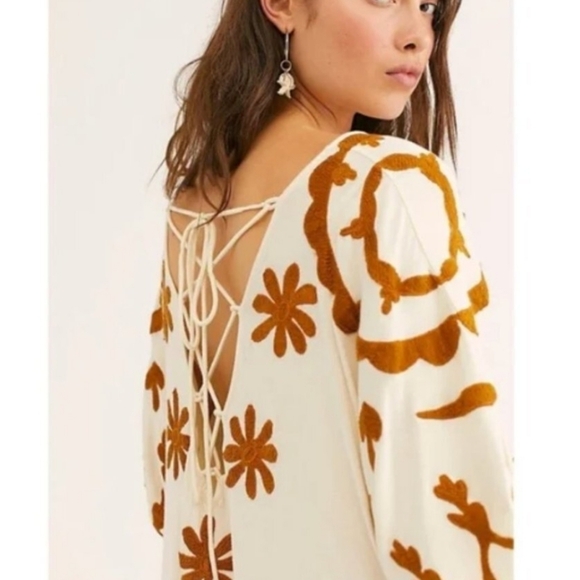 Free People Laguna Surf Cream and Tan Marigold Maxi Tee Dress Large - Picture 2 of 9